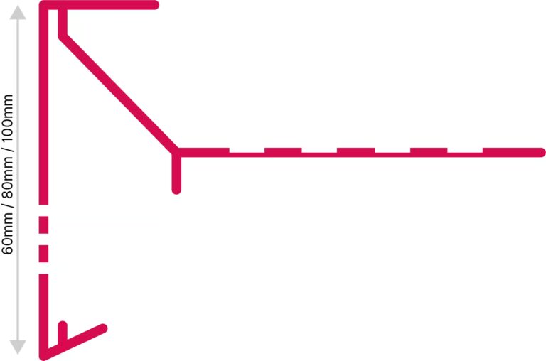 Aluminium dakrand doorsnede en afmetingen